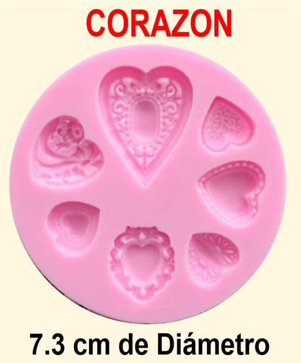 MOLDE DE SILICONA CORAZON X7